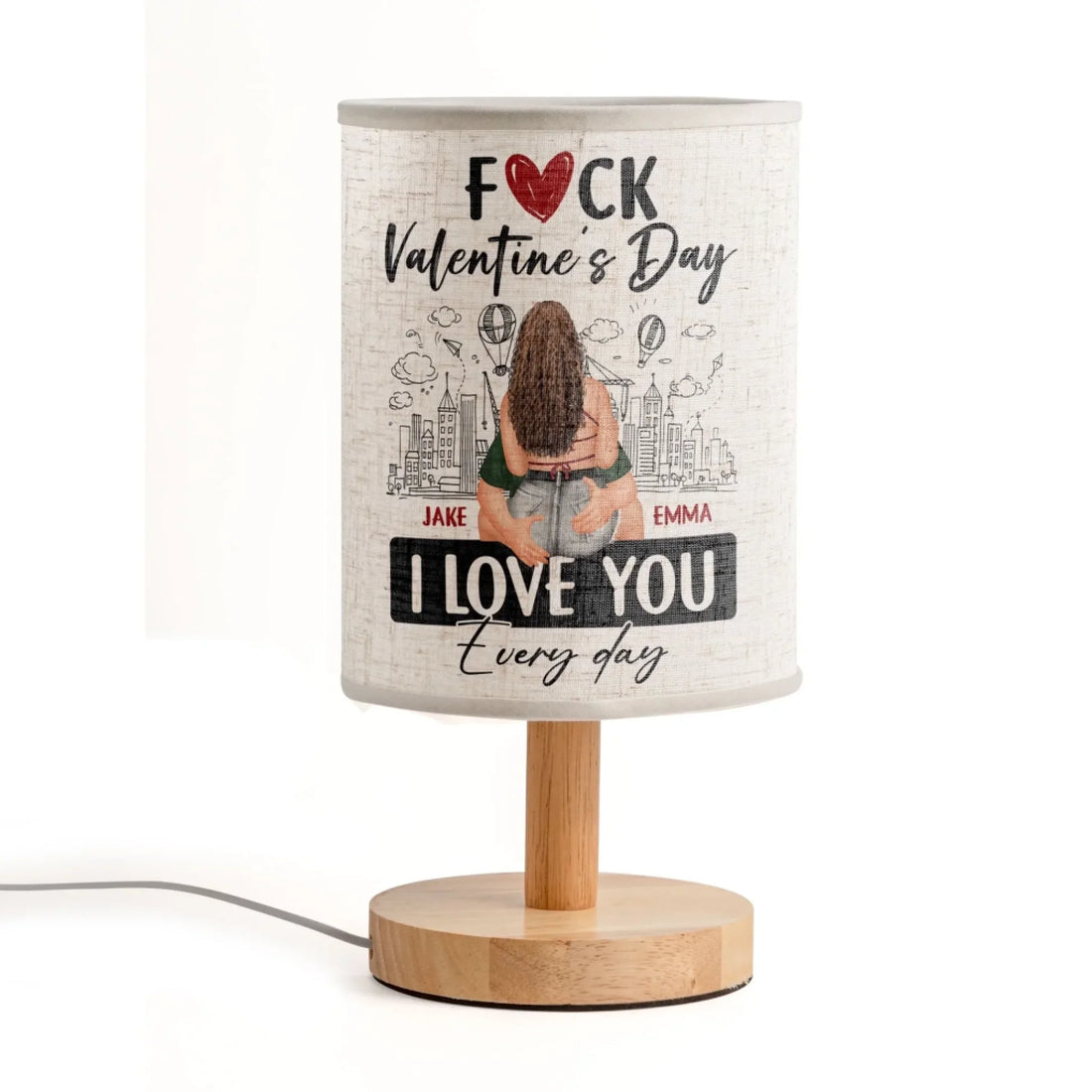 F Valentine's Day I Love You Every Day - Personalized Fabric Lamp 1