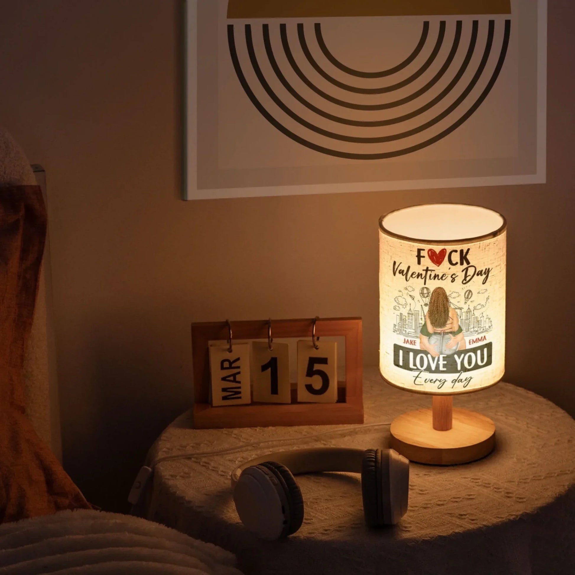 F Valentine's Day I Love You Every Day - Personalized Fabric Lamp 5