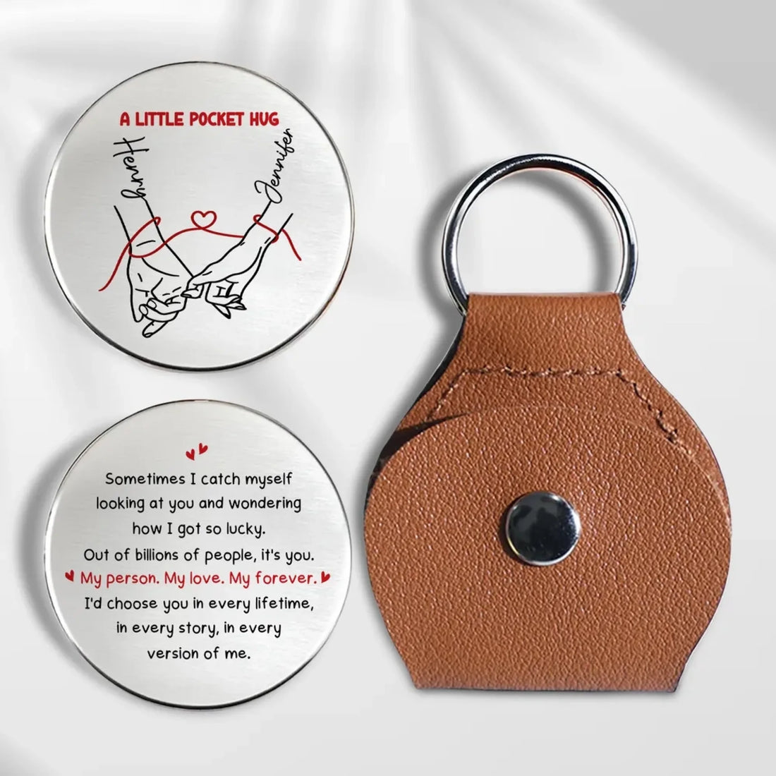 How Lucky I Am - Personalized Custom Pocket Coin Keychain 1