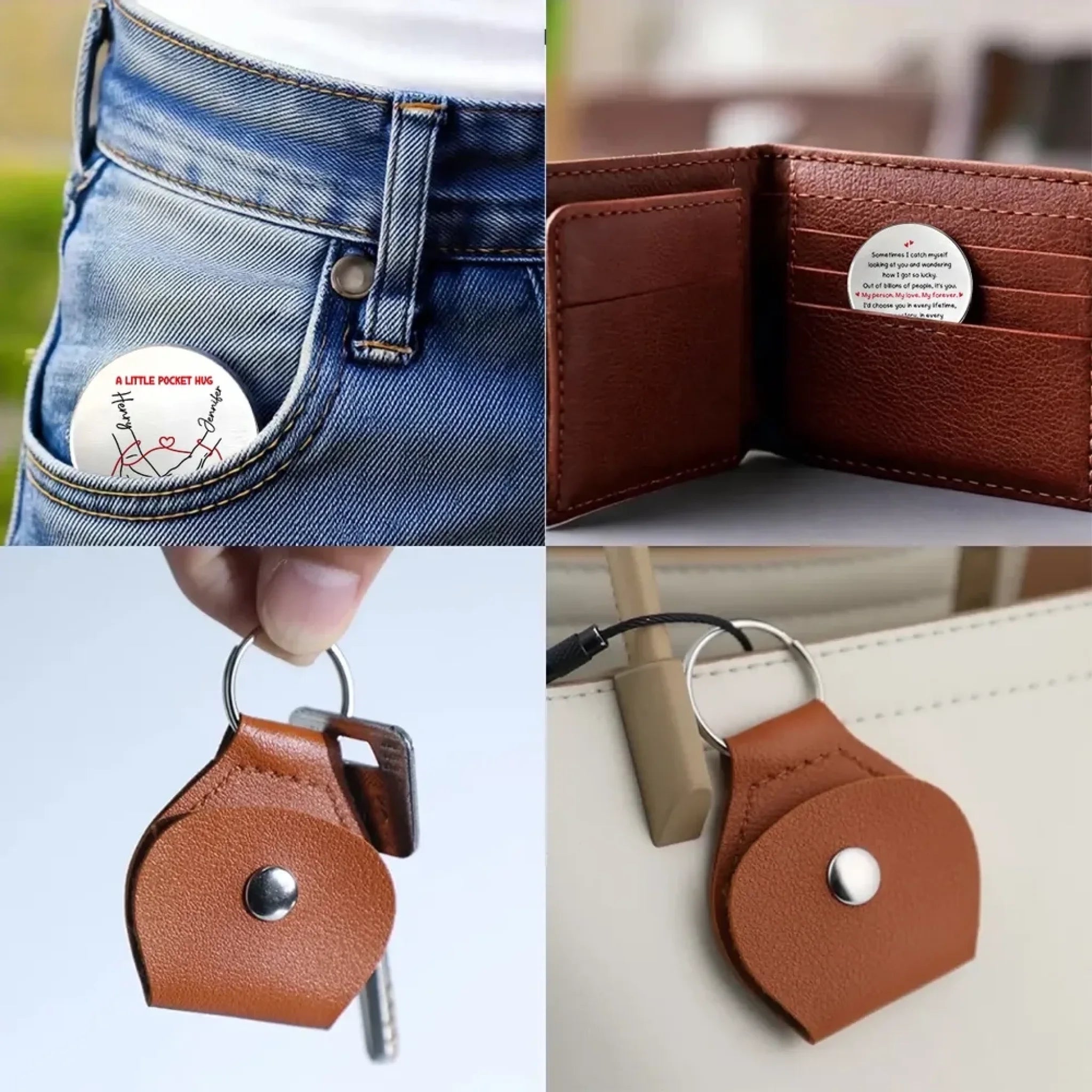 How Lucky I Am - Personalized Custom Pocket Coin Keychain 4