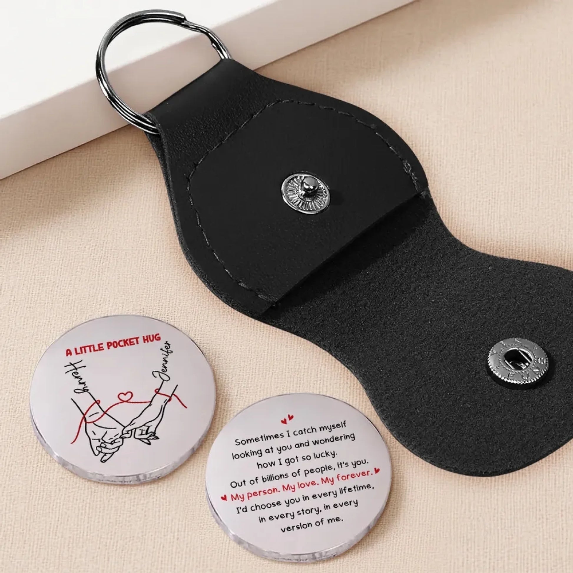 How Lucky I Am - Personalized Custom Pocket Coin Keychain 2