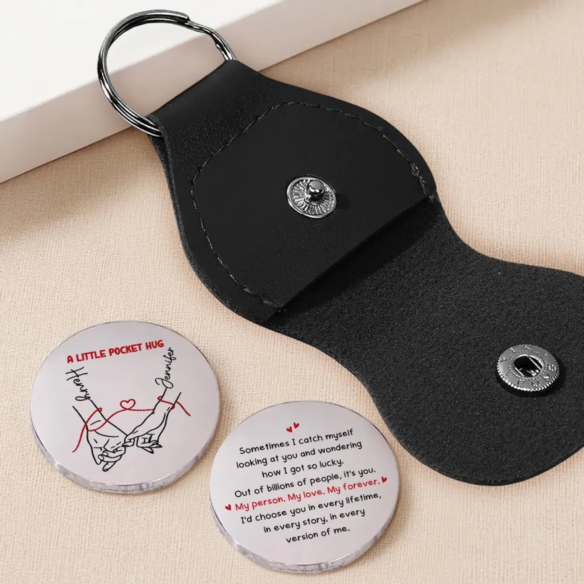 How Lucky I Am - Personalized Custom Pocket Coin Keychain 2