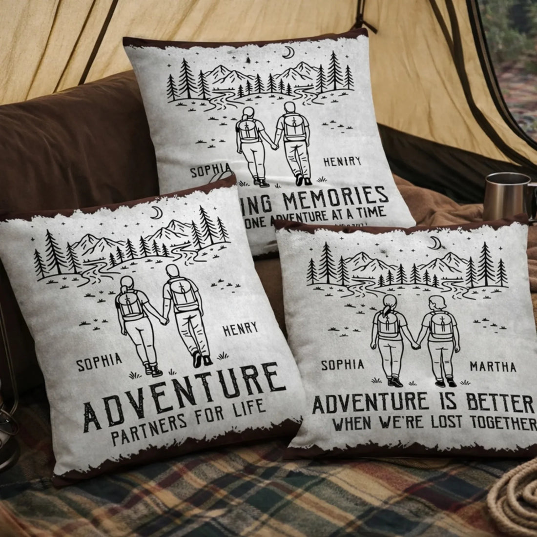 Adventure Partners For Life Camping Couple Gift Pillow 1