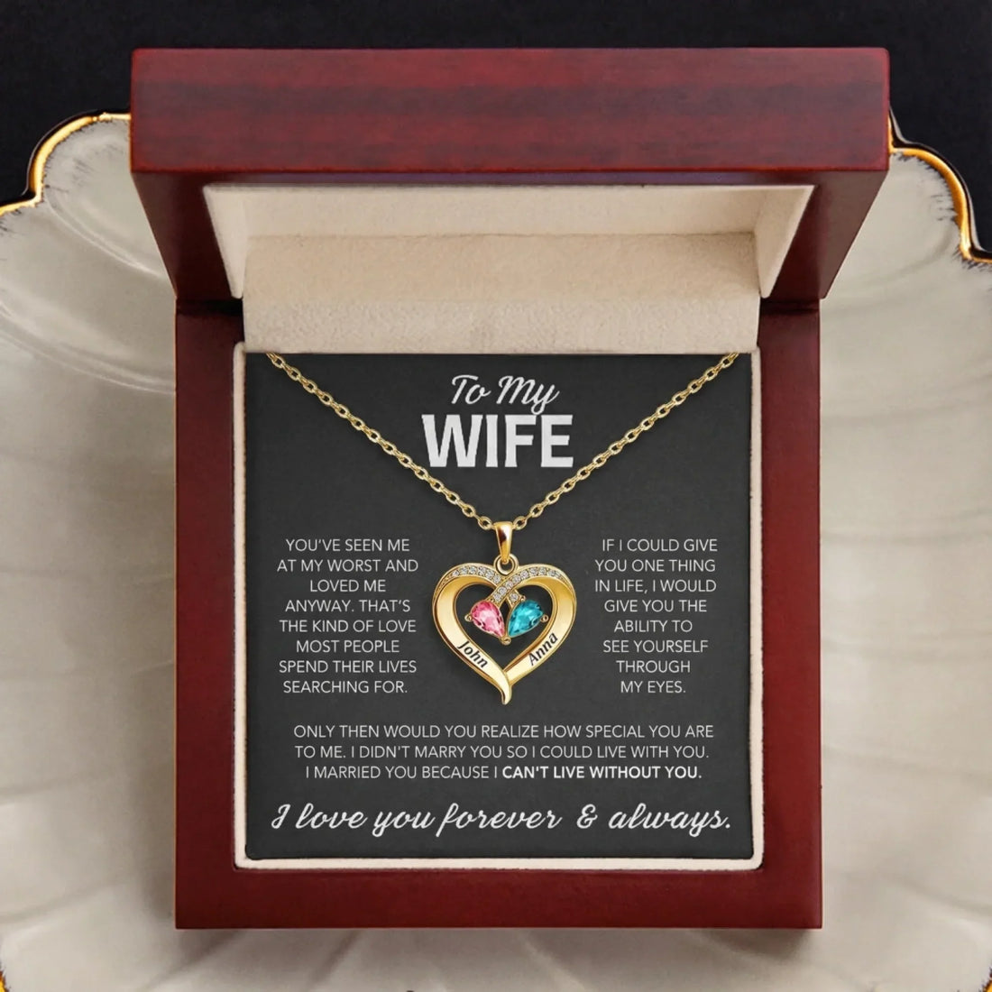 I Love You Forever Birthstone Necklace 1