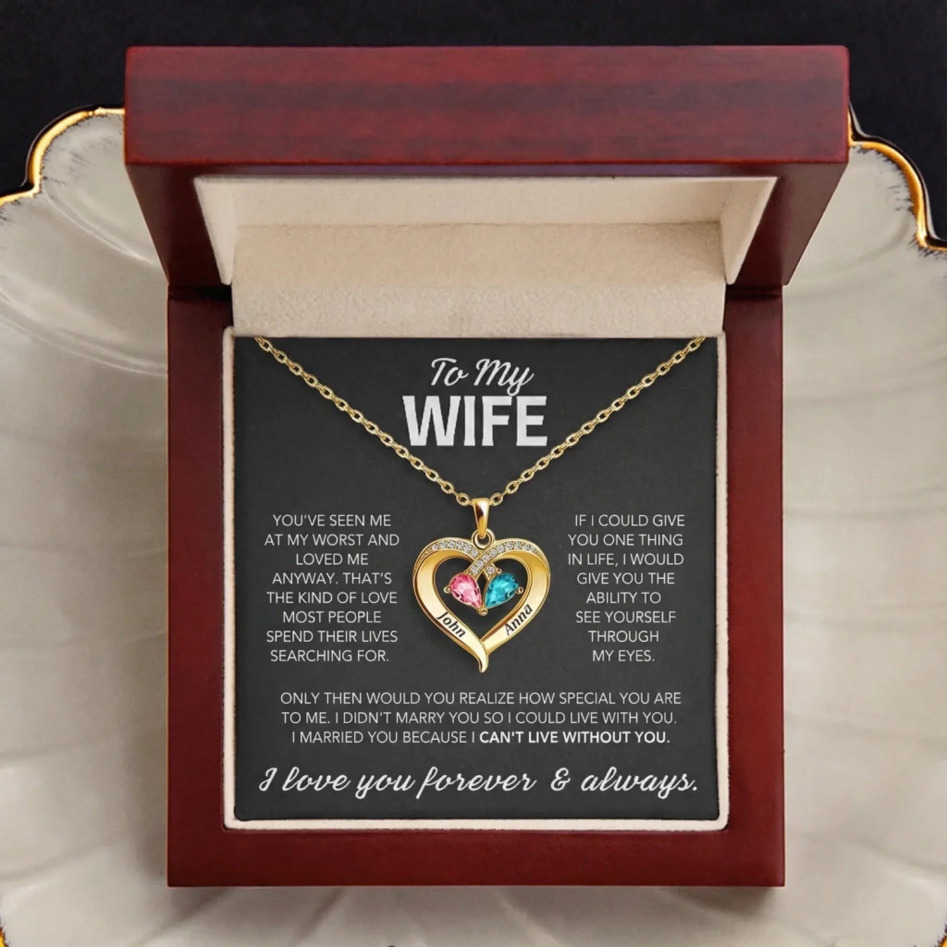 I Love You Forever Birthstone Necklace 1