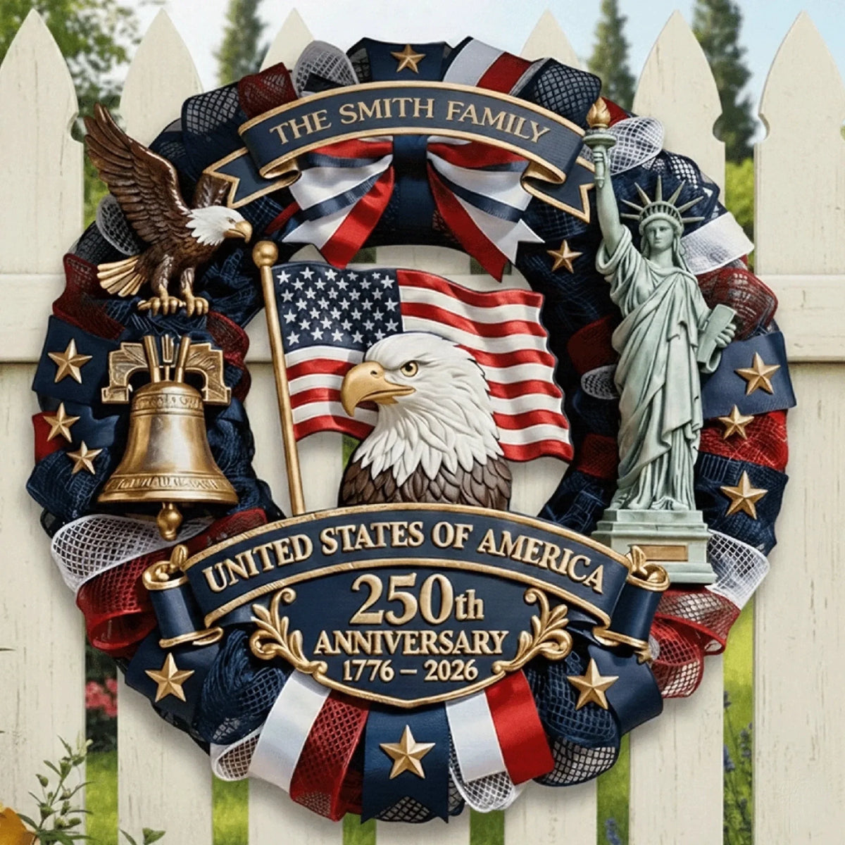 Custom Wood Sign - Personalized America 250th Anniversary Gifts - Family Forever United 5