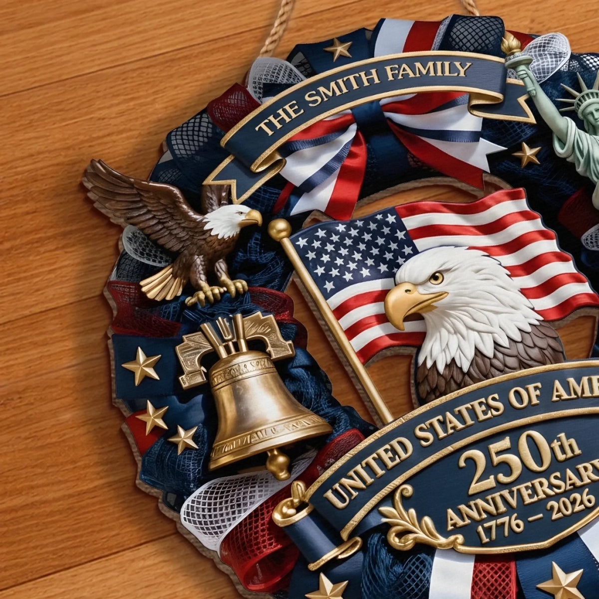 Custom Wood Sign - Personalized America 250th Anniversary Gifts - Family Forever United 6