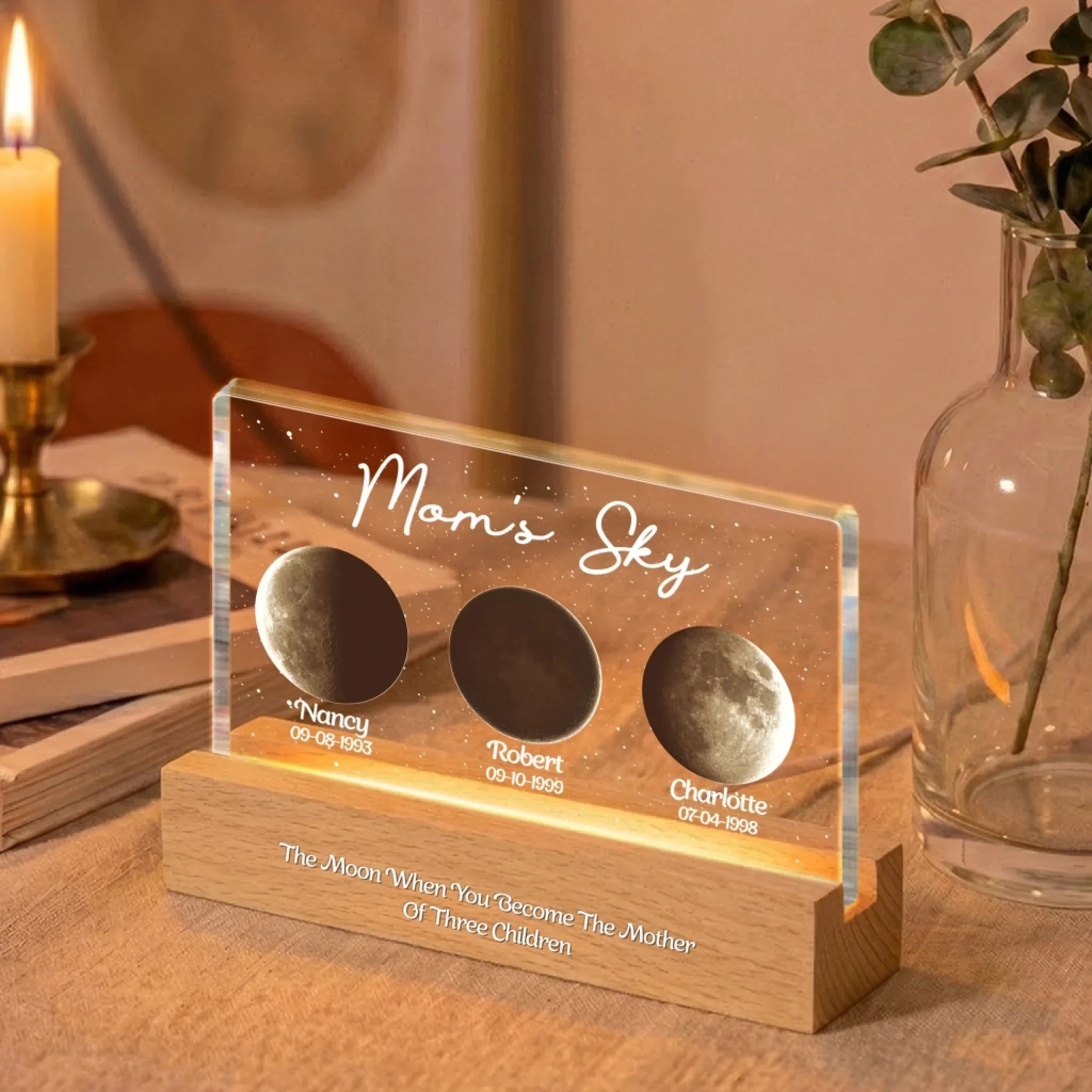 The Moon When You Become The Mother - Custom Moons Phase - Personalized LED Night Light 4