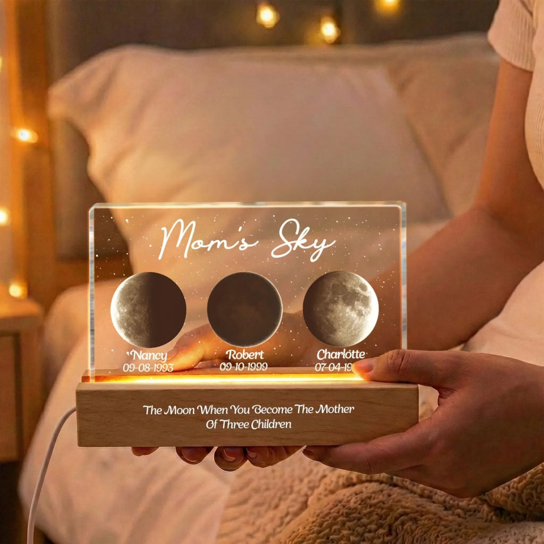 The Moon When You Become The Mother - Custom Moons Phase - Personalized LED Night Light 1