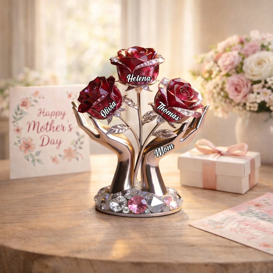 Crystal Rose Bouquet for Mom – Personalized Mother’s Day Acrylic Plaque 1