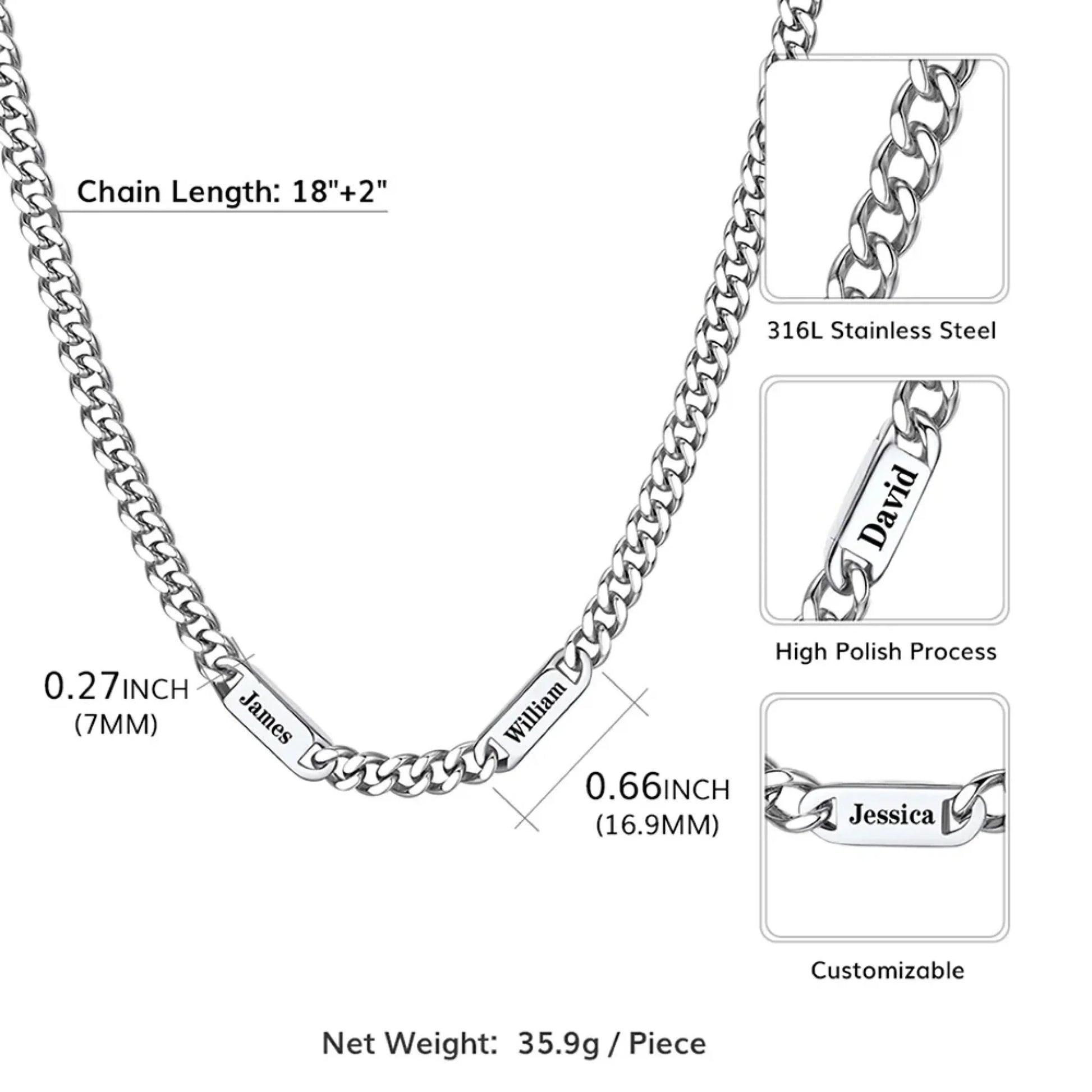 1-6 Name Cuban Chain Necklace 8