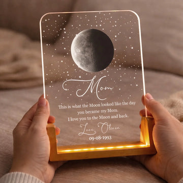 Personalized Night Light - Custom Moon Phase By Date Gift For Mom - Mother's Day Keepsake 2