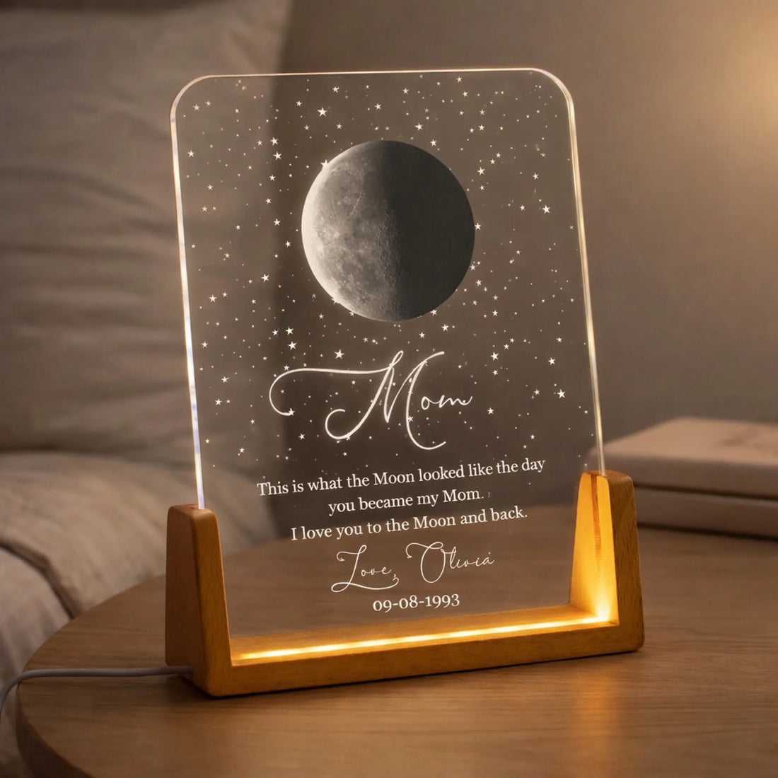 Personalized Night Light - Custom Moon Phase By Date Gift For Mom - Mother's Day Keepsake 2