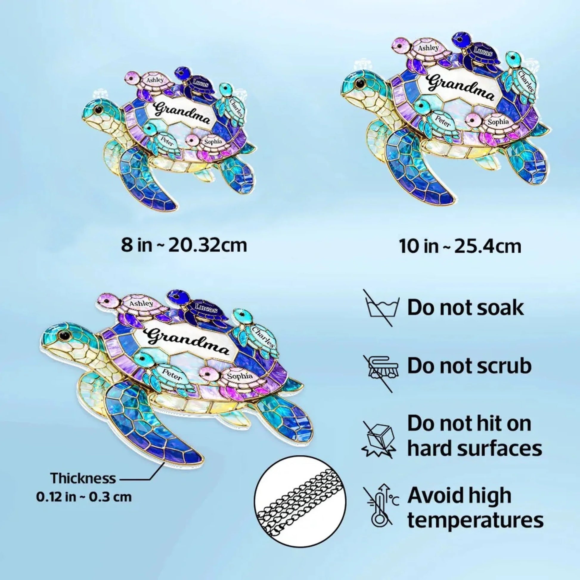 Mom Grandma Sea Turtle - Personalized Suncatcher Ornament 8
