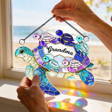 Mom Grandma Sea Turtle - Personalized Suncatcher Ornament 7