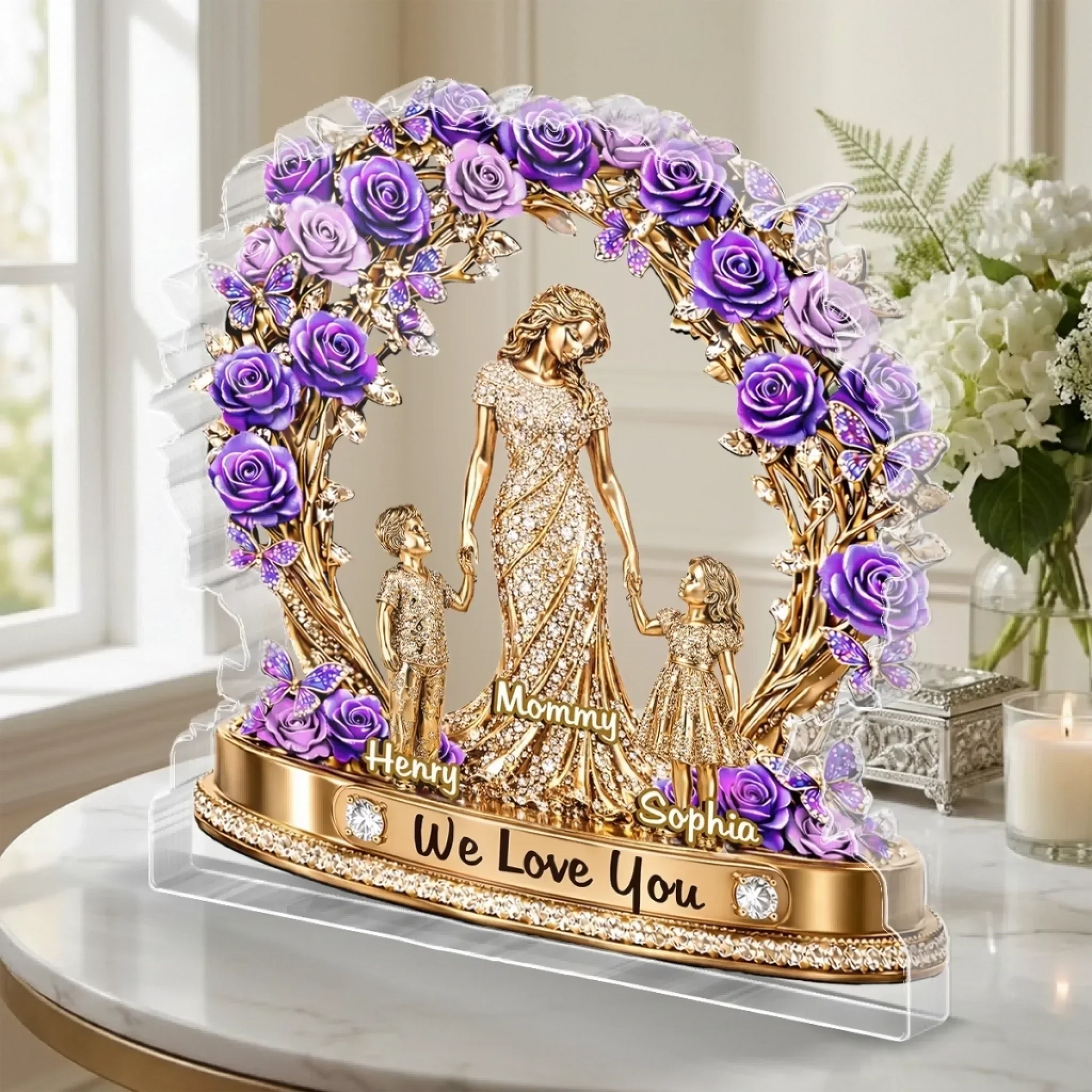 Mom Makes Every Day Beautiful - Personalized Acrylic Plaque - Mother's Day Gifts For Mom, Grandma 2