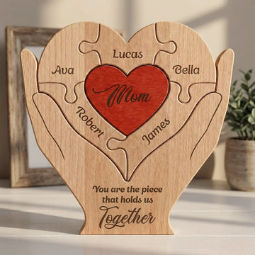 You Are The Piece That Hold Us Together - Personalized Wooden Family Puzzle - Gift For Mom 1