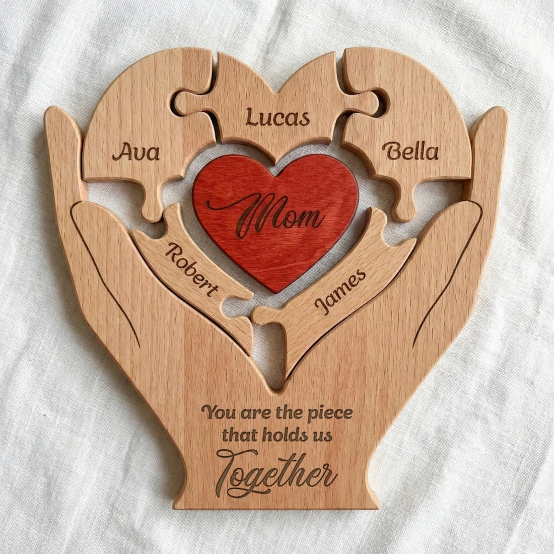 You Are The Piece That Hold Us Together - Personalized Wooden Family Puzzle - Gift For Mom 1