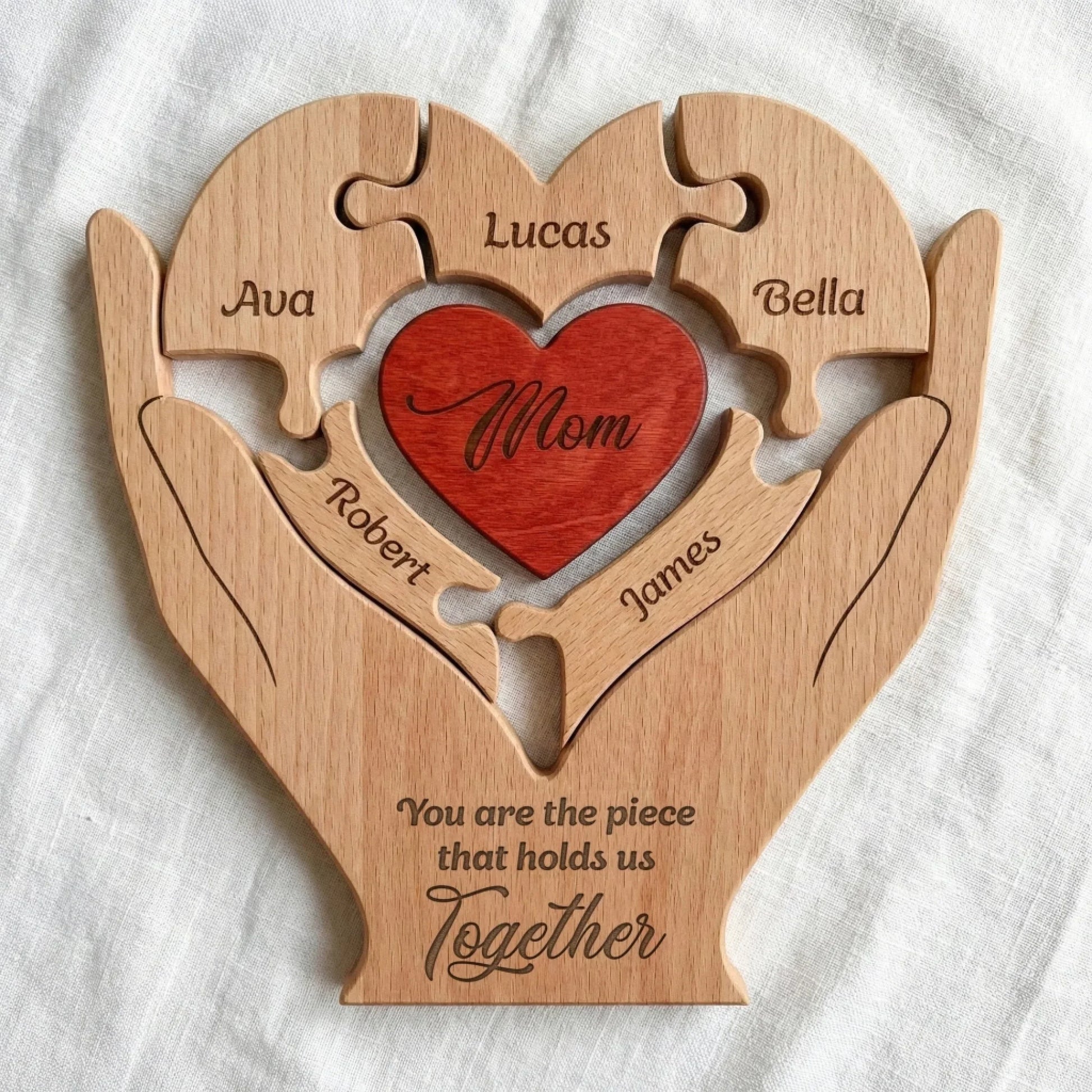 You Are The Piece That Hold Us Together - Personalized Wooden Family Puzzle - Gift For Mom 4