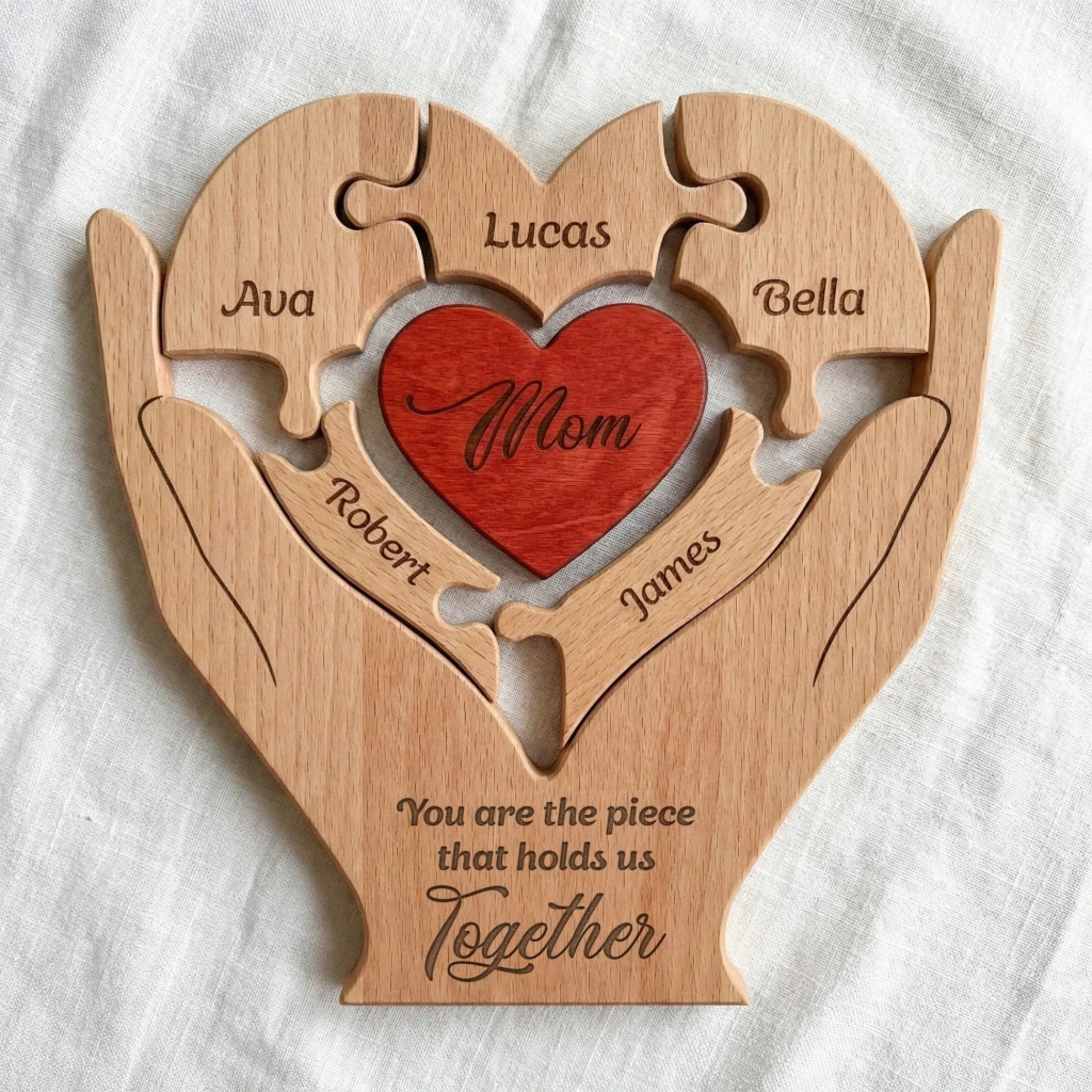 You Are The Piece That Hold Us Together - Personalized Wooden Family Puzzle - Gift For Mom 4