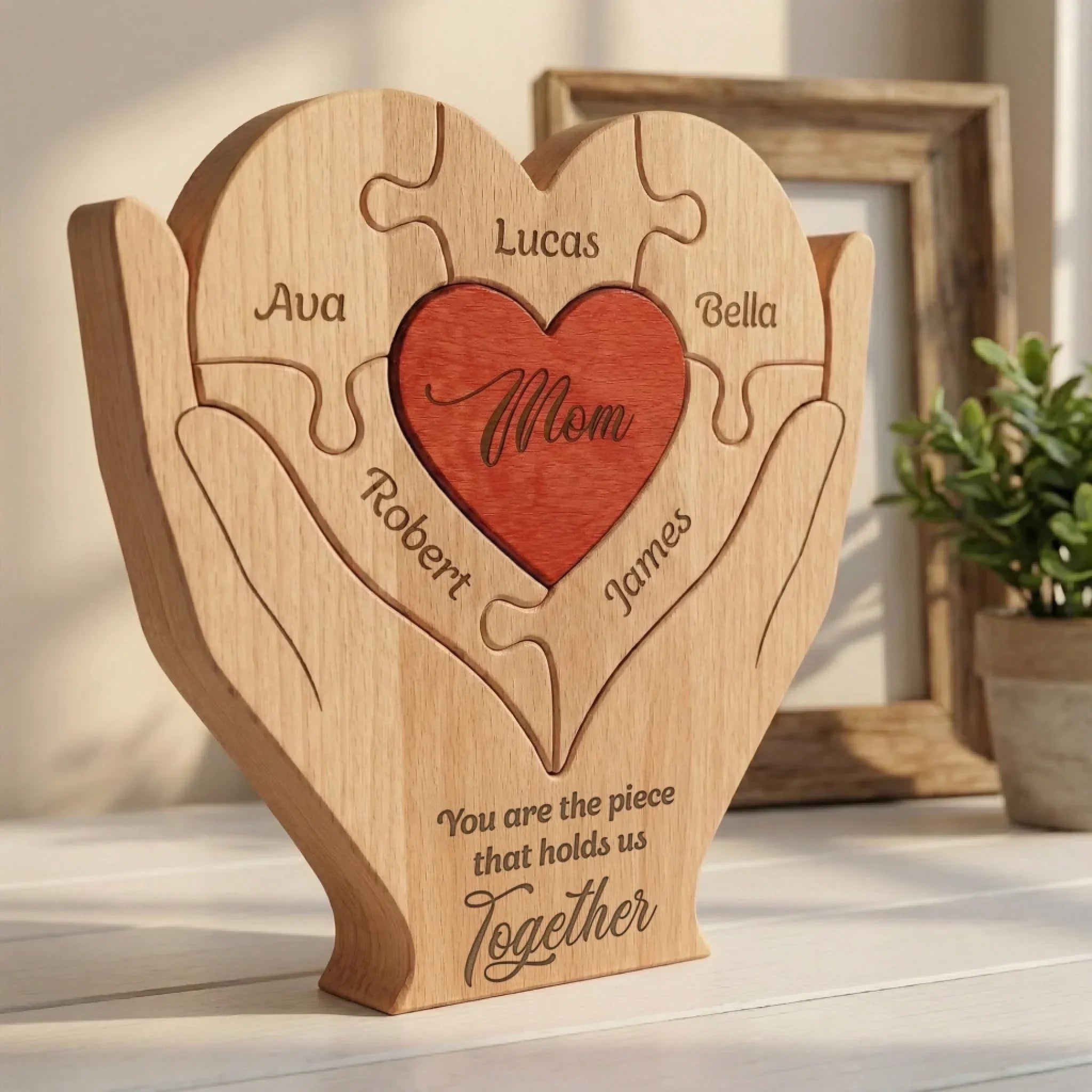 You Are The Piece That Hold Us Together - Personalized Wooden Family Puzzle - Gift For Mom 2