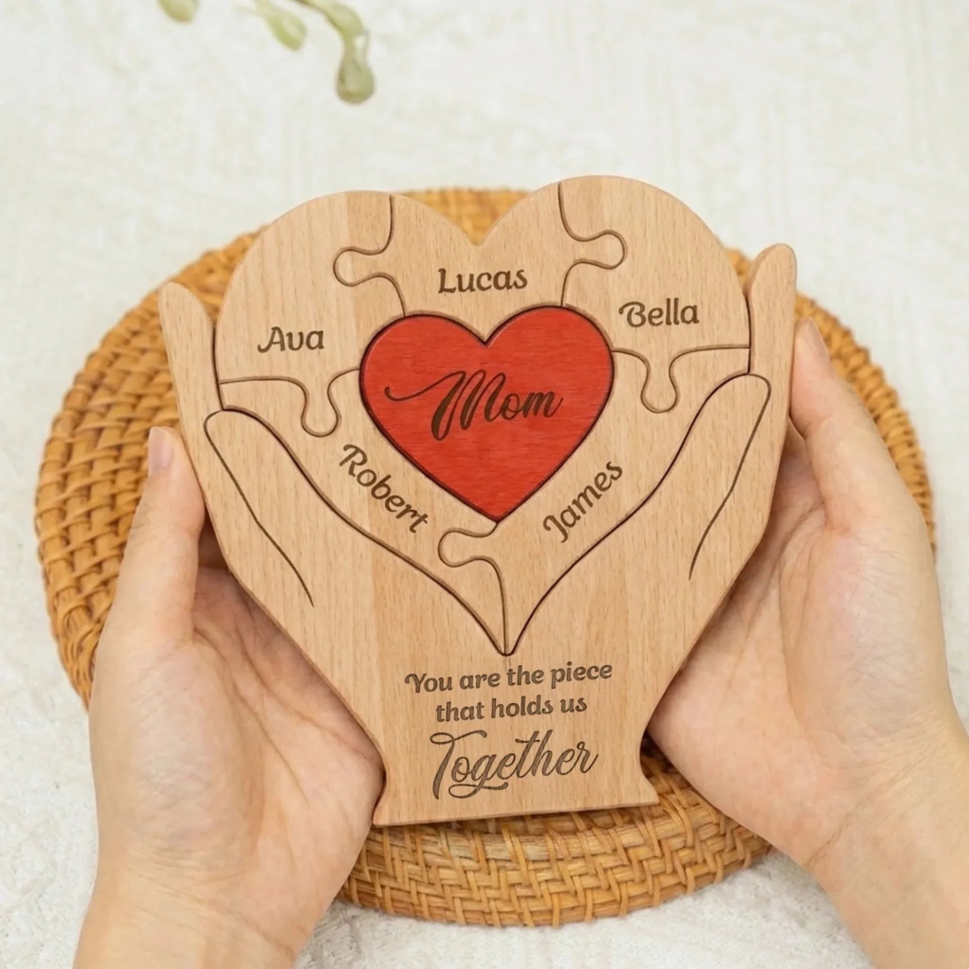 You Are The Piece That Hold Us Together - Personalized Wooden Family Puzzle - Gift For Mom 3