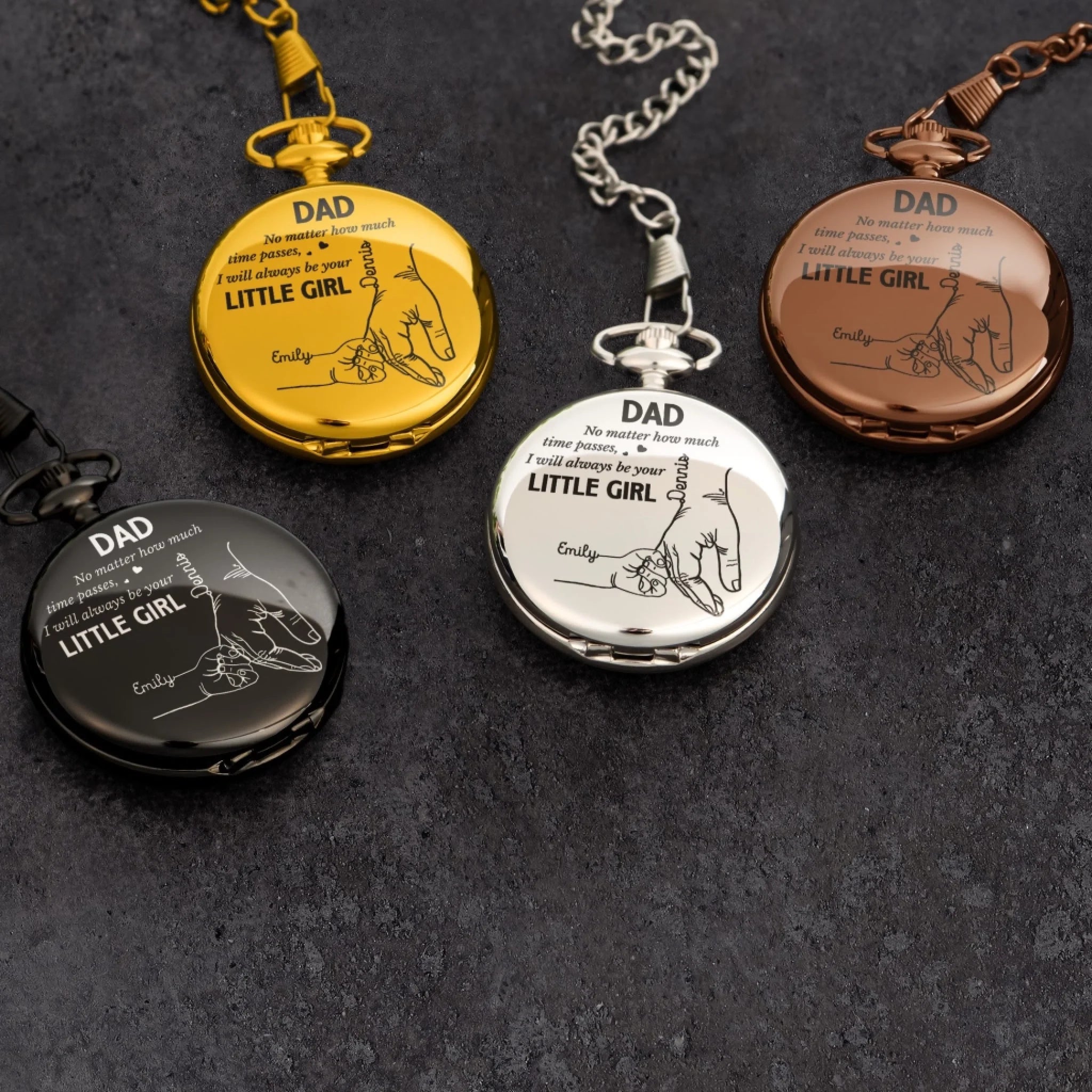 Father's Day Gifts, How Much Time Passes, I Will Always Be Your Little Girl - Personalized Pocket Watch 3