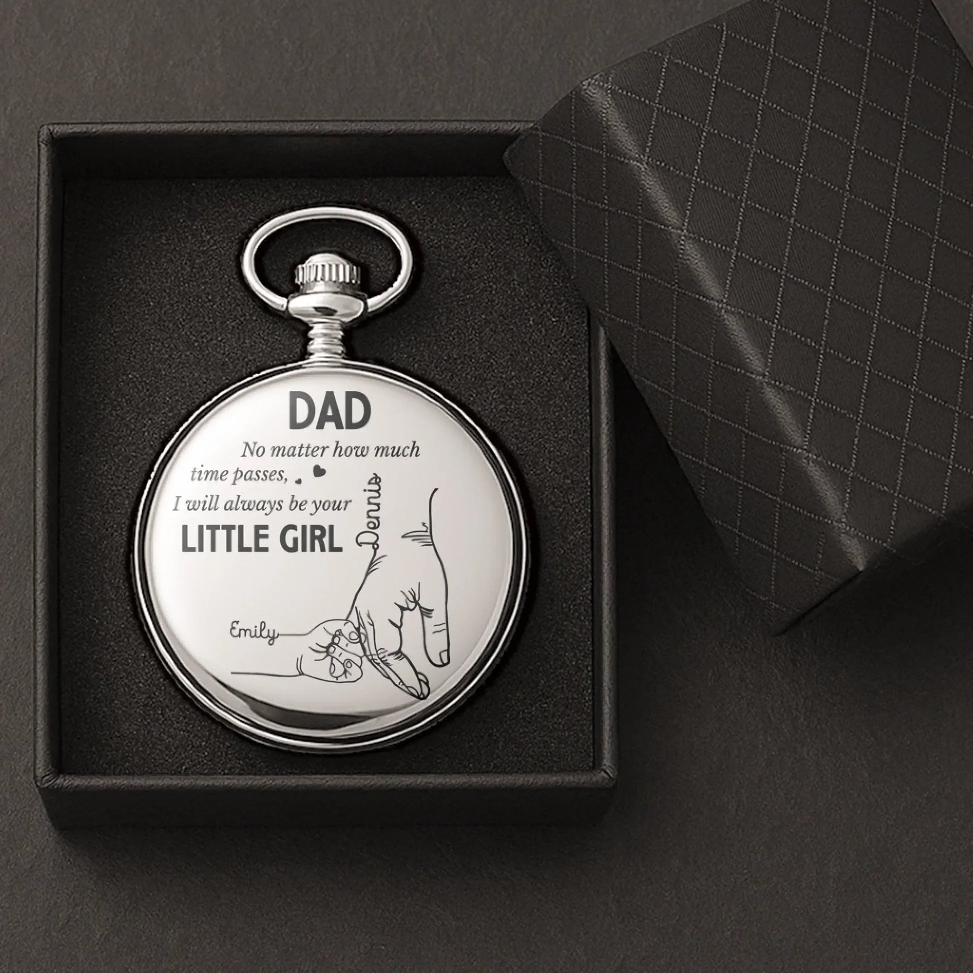 Father's Day Gifts, How Much Time Passes, I Will Always Be Your Little Girl - Personalized Pocket Watch 4