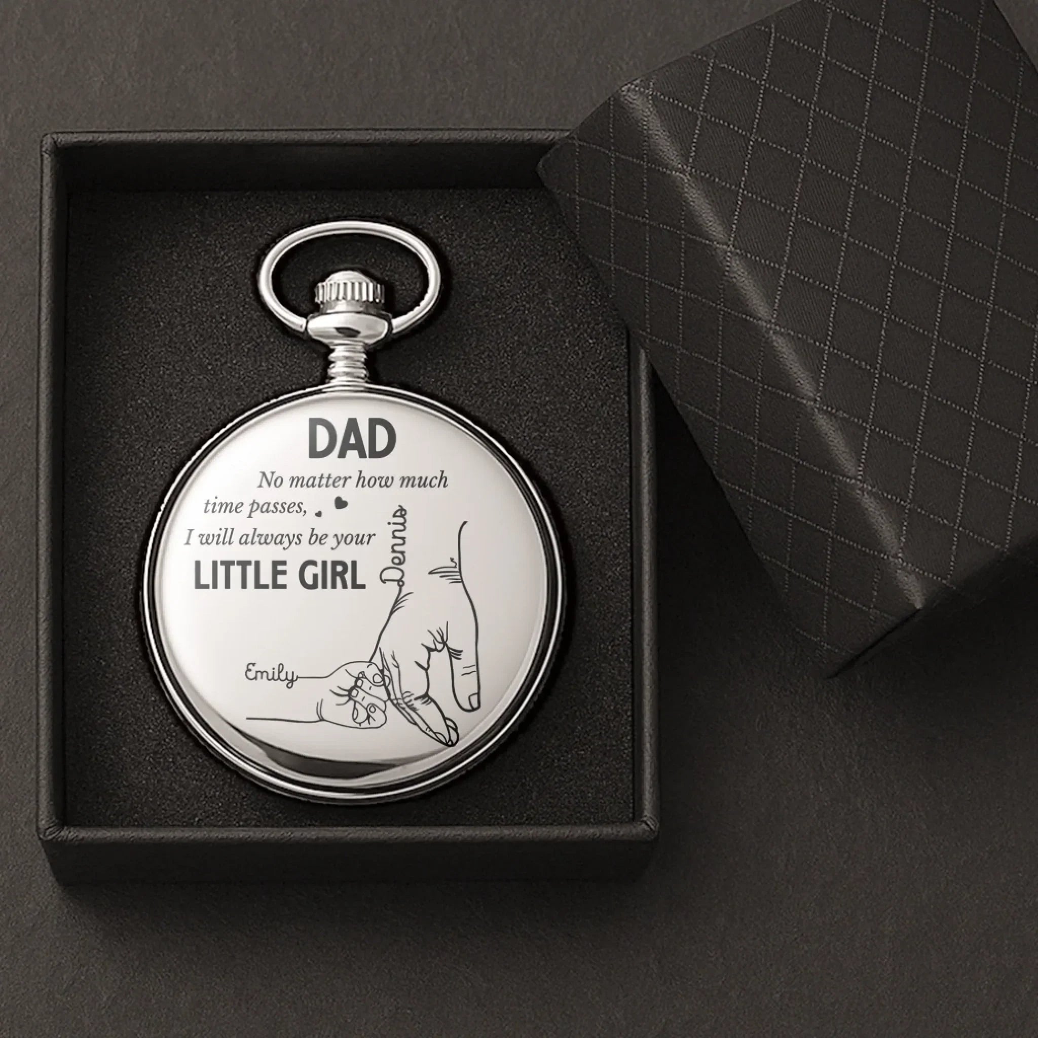 Father's Day Gifts, How Much Time Passes, I Will Always Be Your Little Girl - Personalized Pocket Watch 4