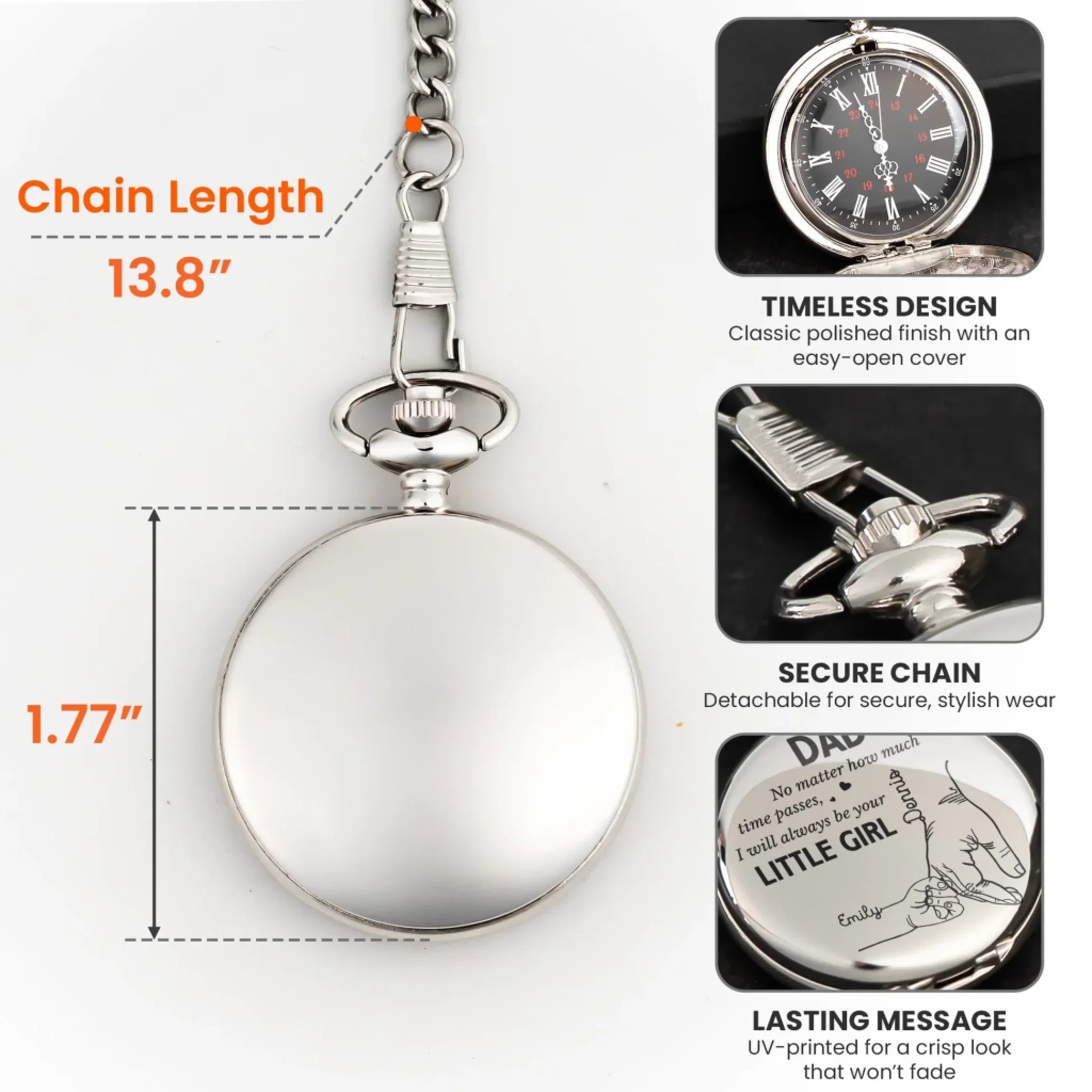 Father's Day Gifts, How Much Time Passes, I Will Always Be Your Little Girl - Personalized Pocket Watch 6
