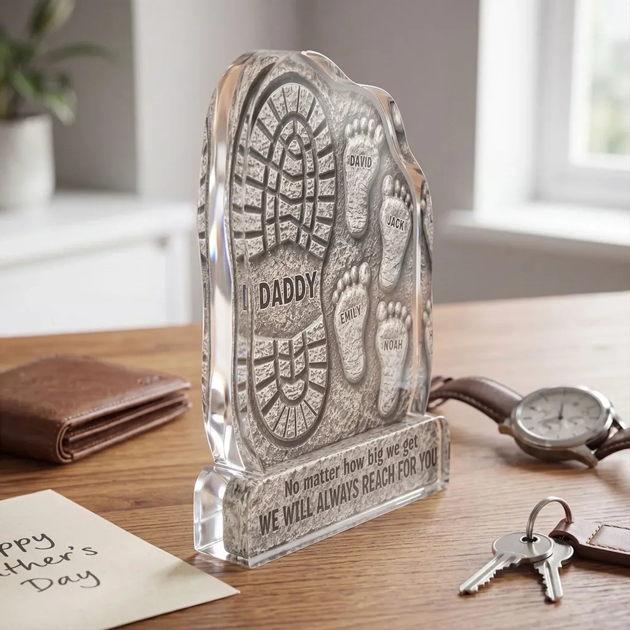 No Matter How Big We Get Always Reach For You Dad - Personalized Acrylic Block Plaque 4