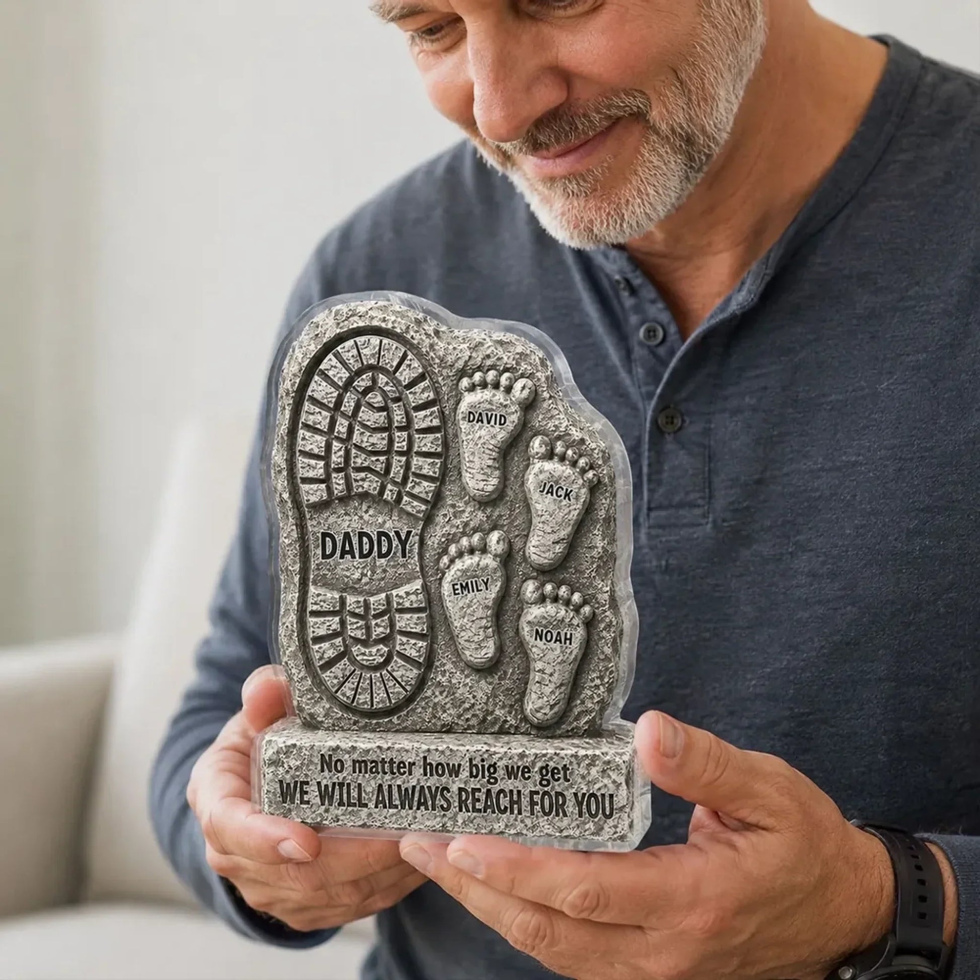 No Matter How Big We Get Always Reach For You Dad - Personalized Acrylic Block Plaque 6