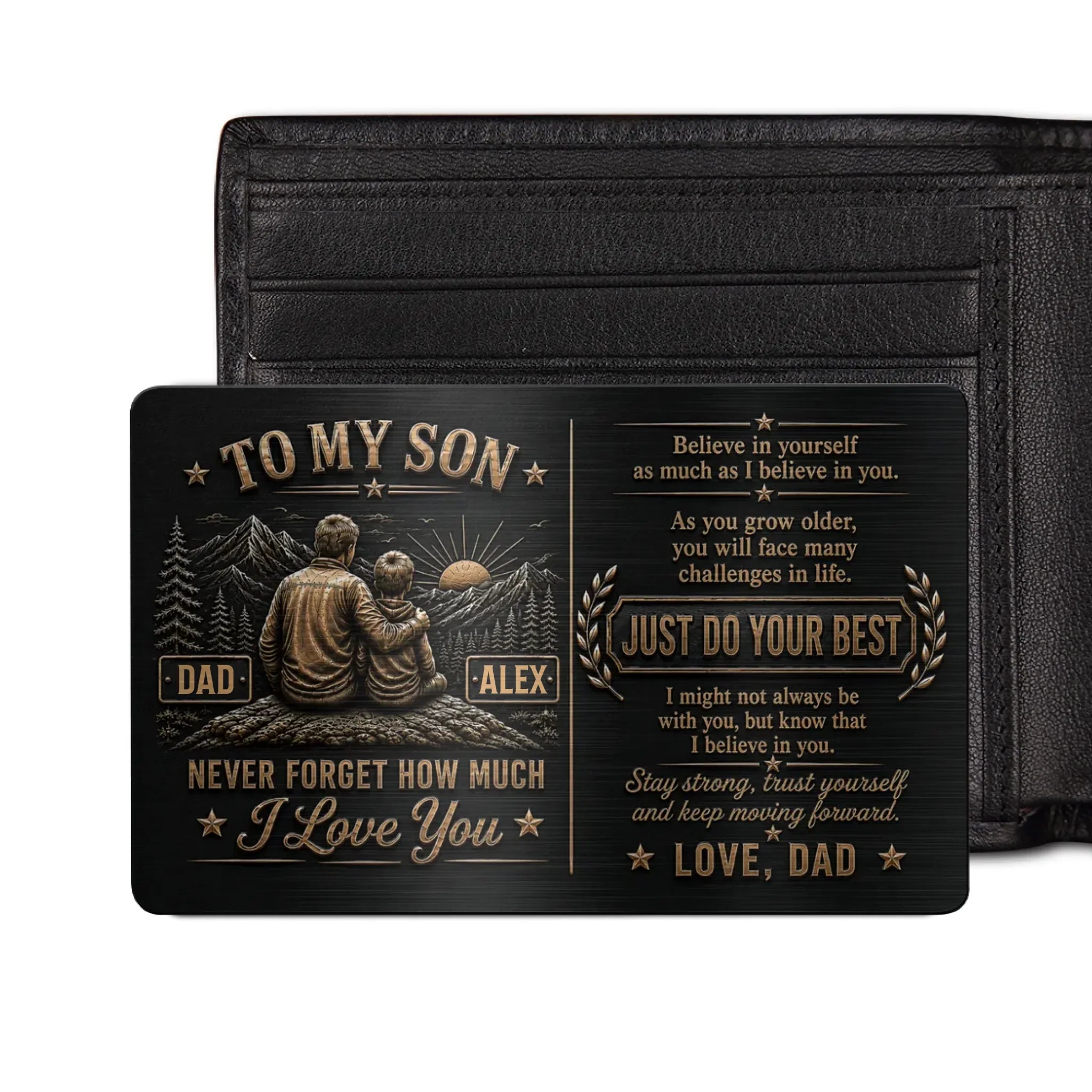 Custom Aluminum Wallet Card - Son Just Do Your Best - Personalized Gift For Son