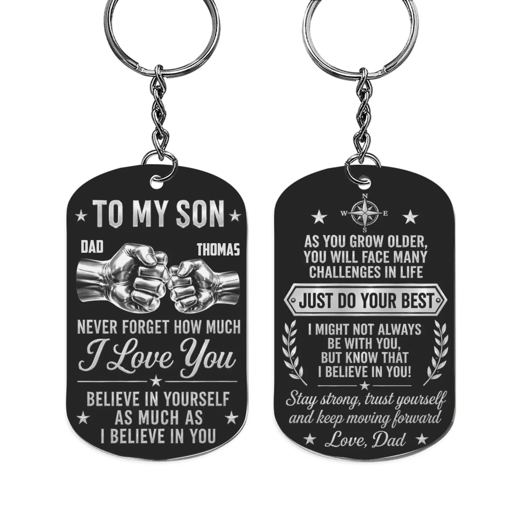 Personalized Aluminium Keychain - Son Just Do Your Best - Perfect Custom Gift For Son