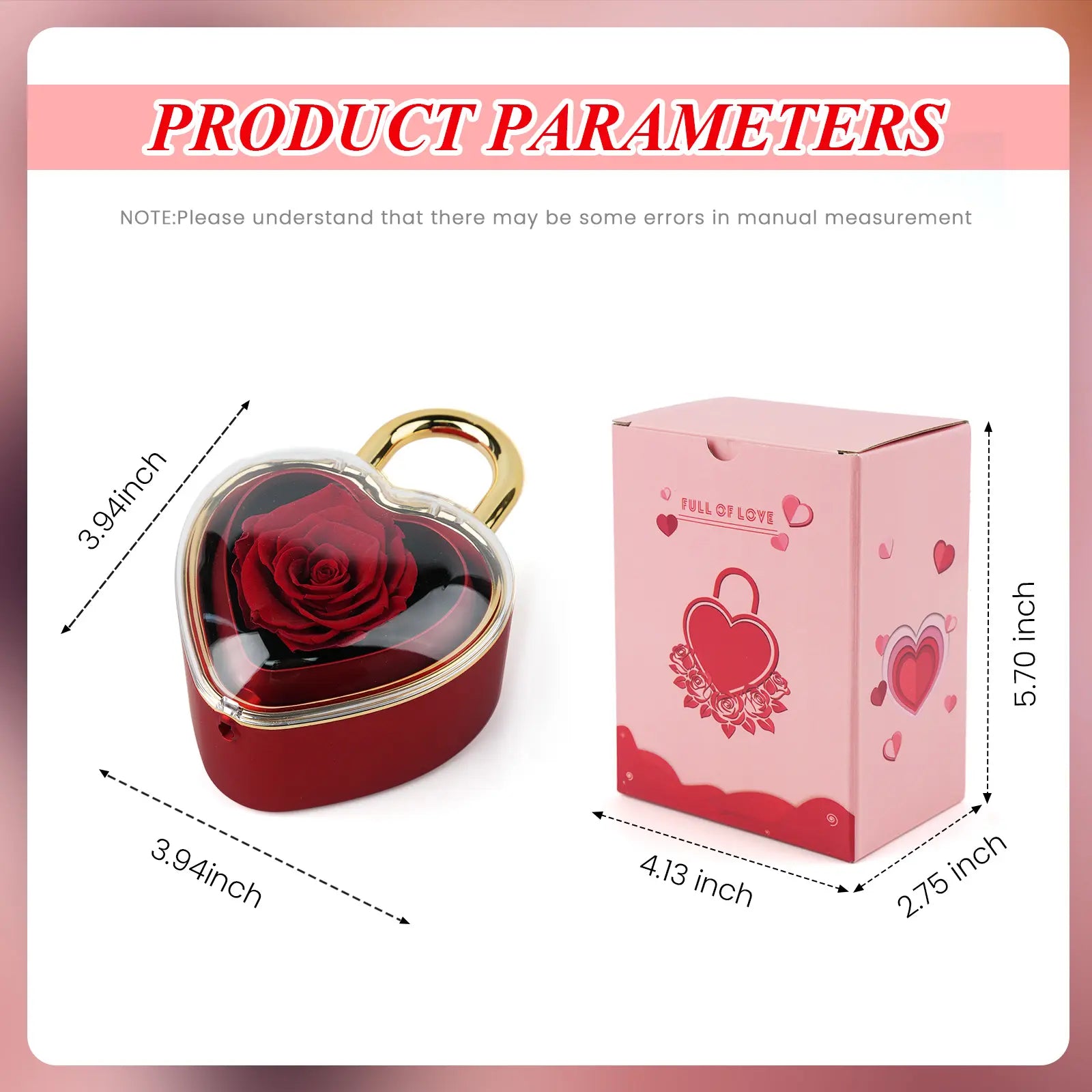 Real Rose Jewelry Box with Heart-shaped Pendant Necklace Included - Mother’s Day Gift for Mom or Grandma