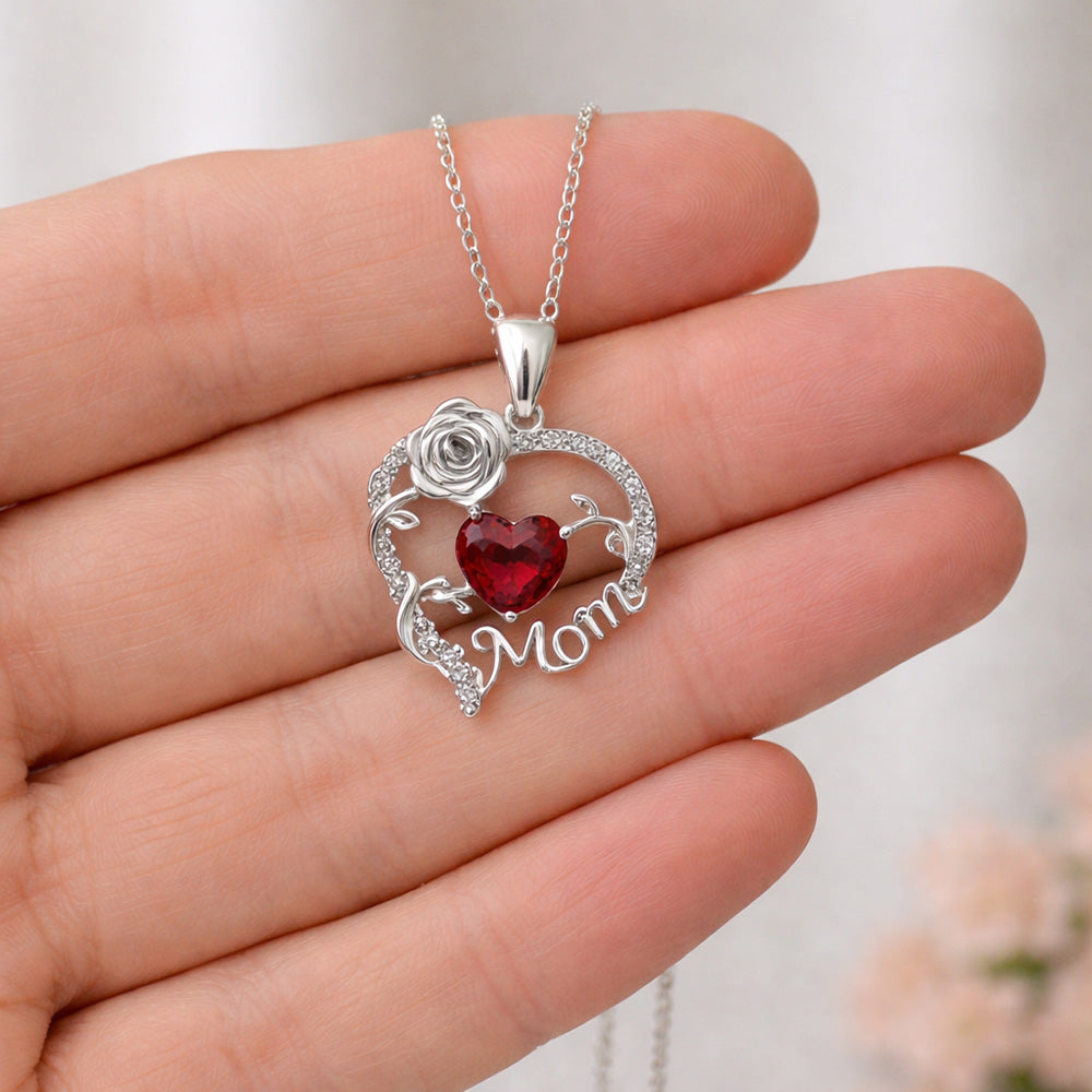 Real Rose Jewelry Box with Heart-shaped Pendant Necklace Included - Mother’s Day Gift for Mom or Grandma