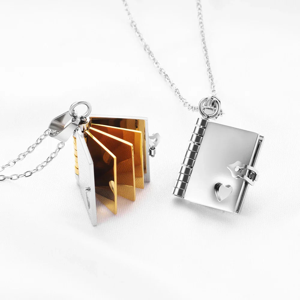 Mom Engraved Message Book Necklace - Perfect Gift For Mother