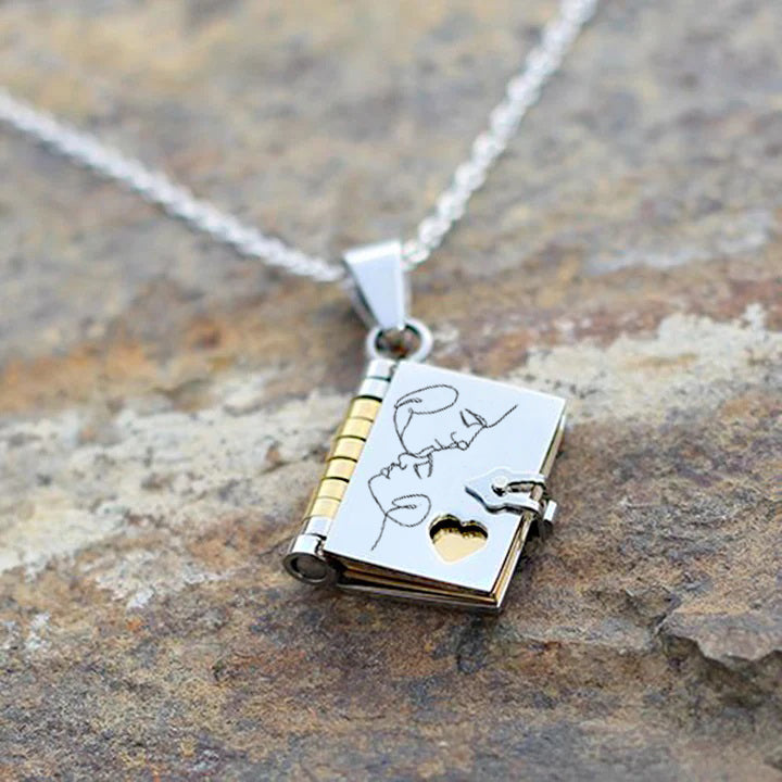 Engraved Message My Love Book Necklace | Romantic Gift For Wife