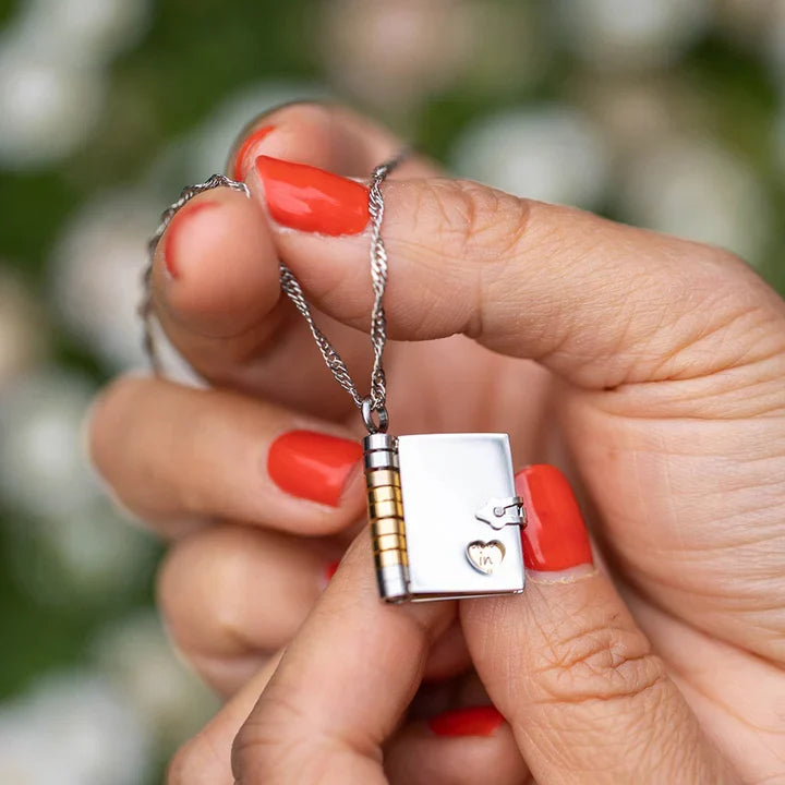 Mom Engraved Message Book Necklace - Perfect Gift For Mother