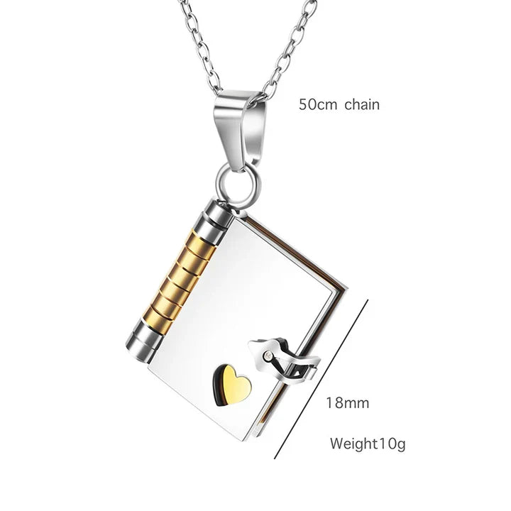 Mom Engraved Message Book Necklace - Perfect Gift For Mother