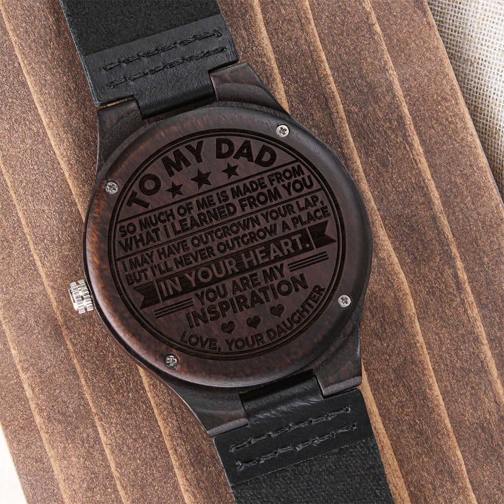 Dad A Place In Your Heart, Engraved Wooden Watch, Gift Idea For Dad This Father's Day