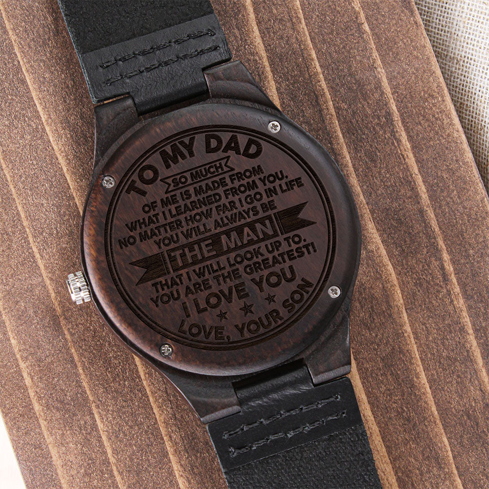 Dad Always Be The Man, Engraved Wooden Watch, Father's Day Gift Idea For Dad