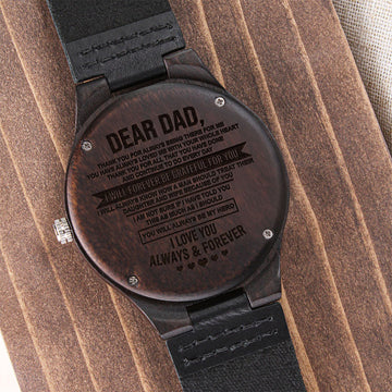Dad Grateful For You, Engraved Wooden Watch, Father's Day Gift Idea For Dad