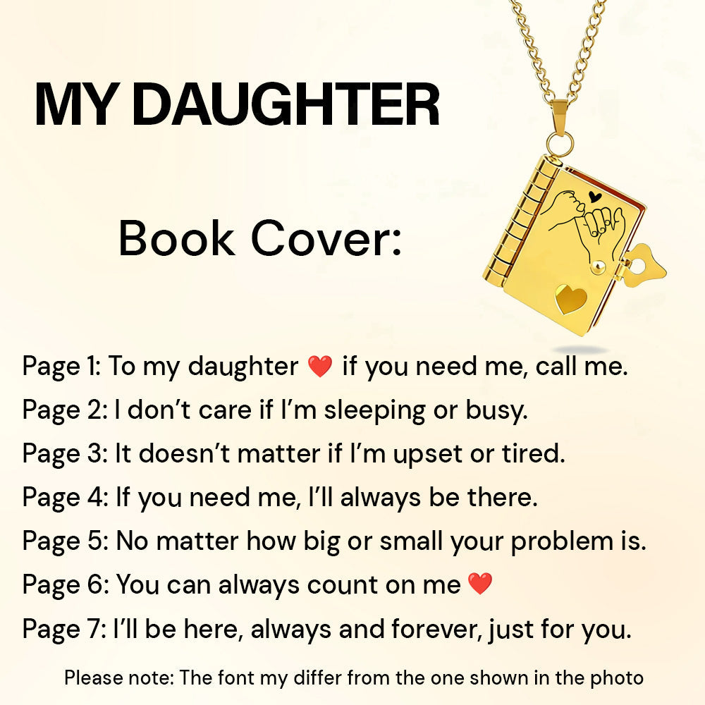 Engraved Message Book Necklace - To My Daughter - Perfect Gift