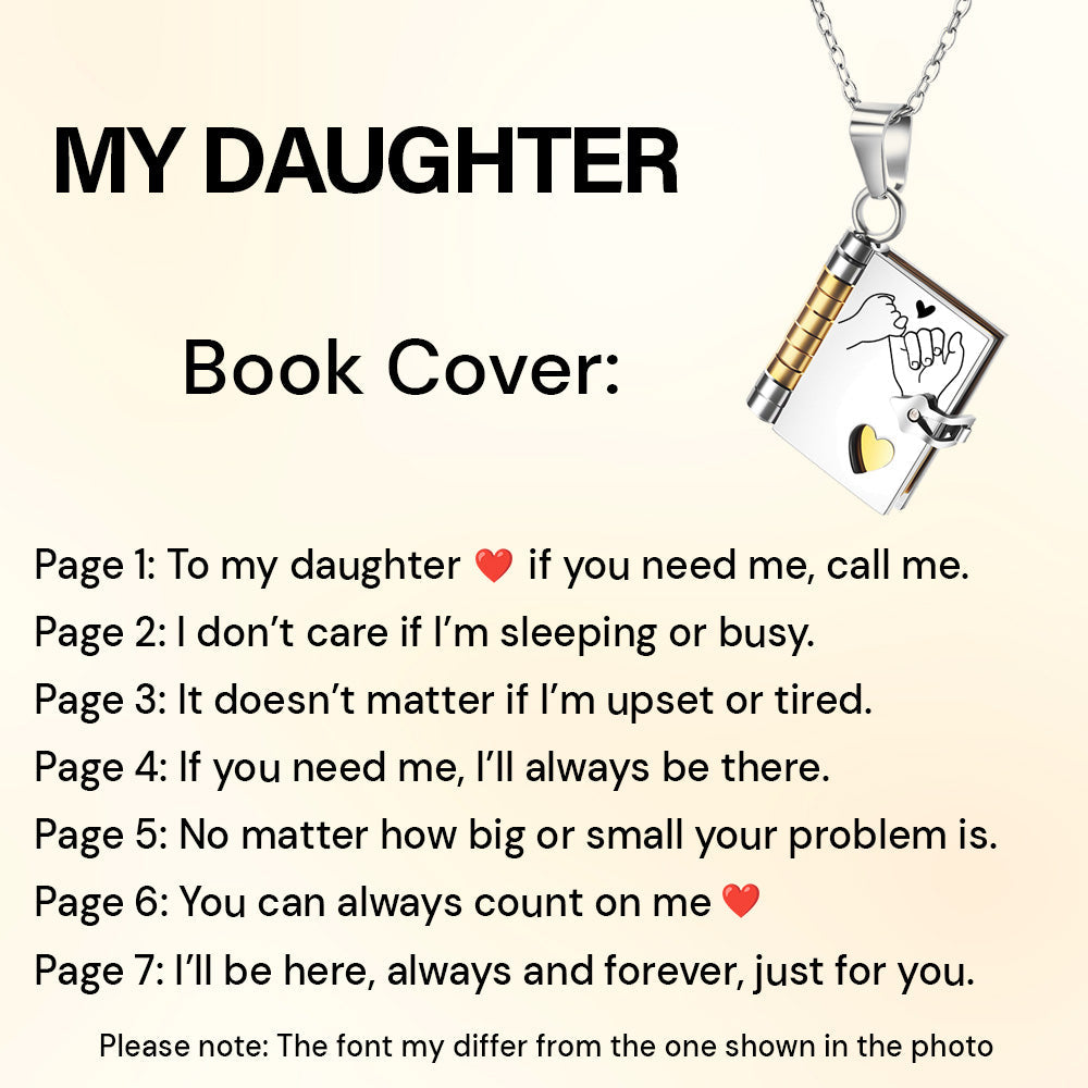 Engraved Message Book Necklace - To My Daughter - Perfect Gift