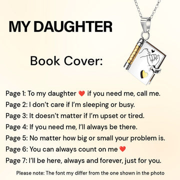 Engraved Message Book Necklace - To My Daughter - Perfect Gift