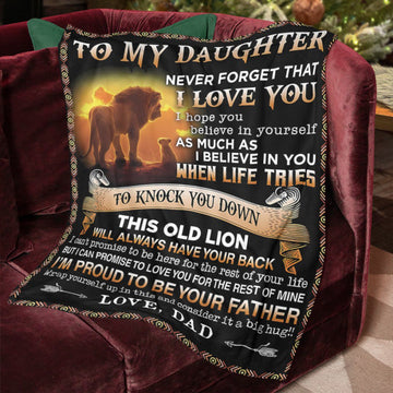 To My Daughter Sherpa Blanket - This Old Lion Will Always Have Your Back - Christmas Gift