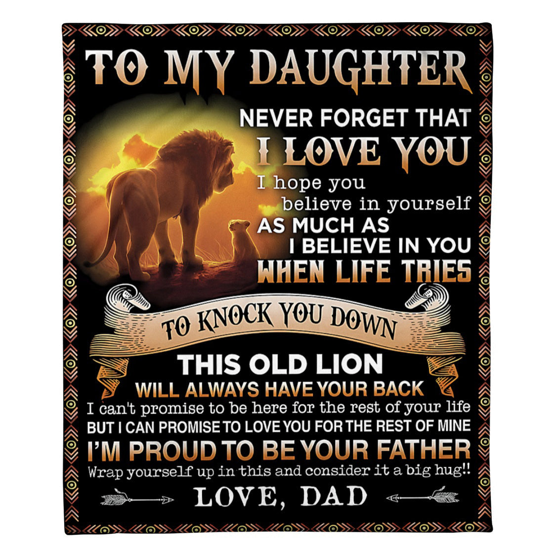 To My Daughter Sherpa Blanket - This Old Lion Will Always Have Your Back - Christmas Gift