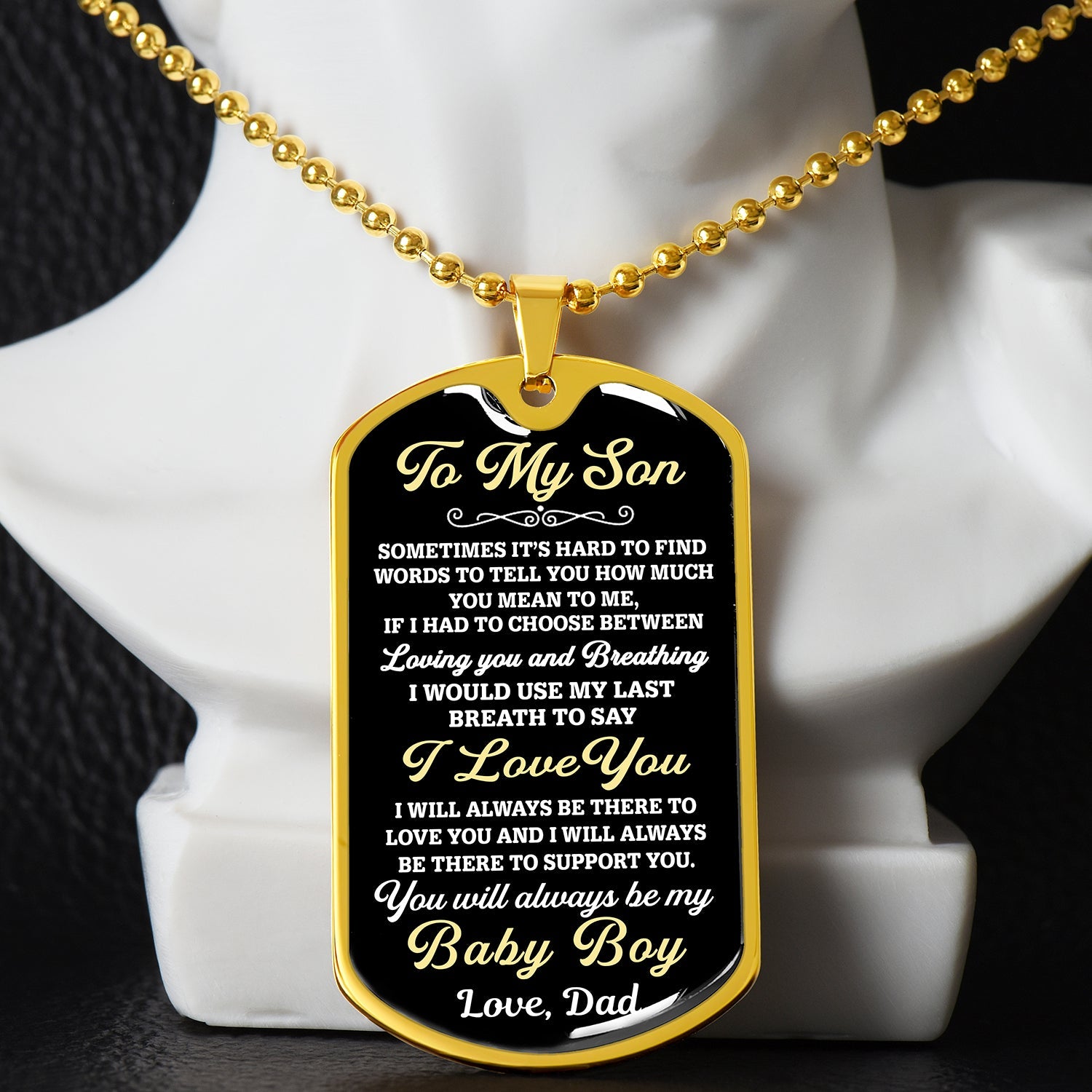 Bonus Son Gift | You Will Always Be My Baby Boy | Gifts for Son from Dad | Dog Tag Necklace
