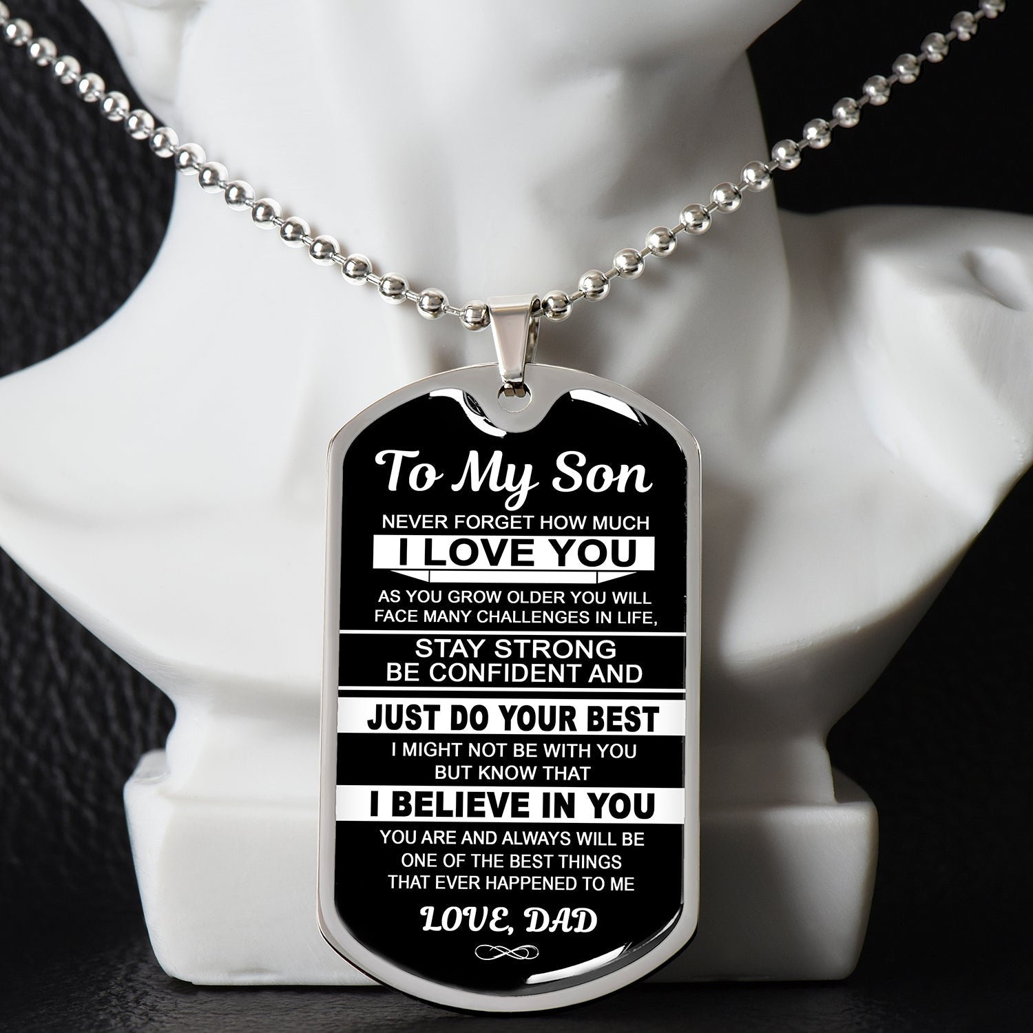To My Son | Never Forget How Much I Love You | Dog Tag Necklace From Dad